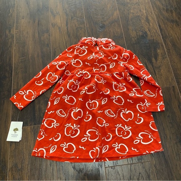 Tucker + Tate Red Apple Print Long Sleeve NWT Bib Mini Dress Size 24M 24 Months - Picture 4 of 4